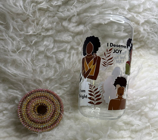 ✨ Soulful Sips – I Deserve Joy Affirmation Glass Cup